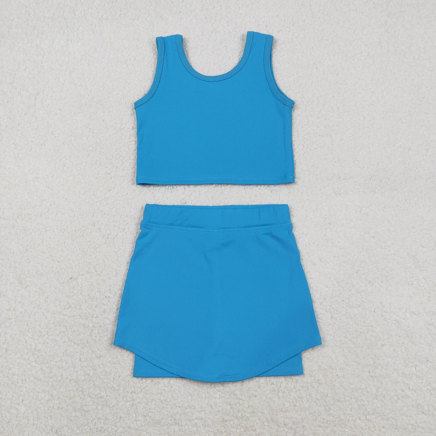 GSD2659  Baby Girls Sleeveless Hot Blue Vest Top Short Skirts Yoga Set D 1208