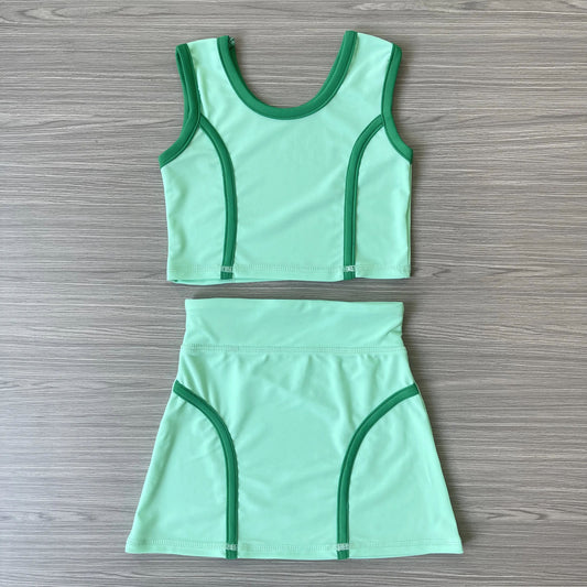 presale GSD2671 Baby Girls Sleeveless Aqua Vest Top Skirts Yoga Set D 6.2
