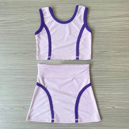 presale GSD2673 Baby Girls Sleeveless Lavender Vest Top Skirts Yoga Set D 6.2