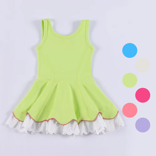 presale GSD2681 Baby Girls Aqua Sleeveless Lace Ruffle Knee Length Dresses  D 6.4