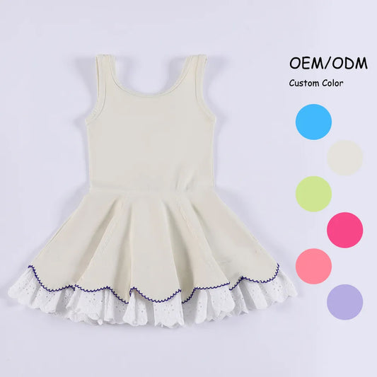 presale GSD2682 Baby Girls Ivory Sleeveless Lace Ruffle Knee Length Dresses D 6.4