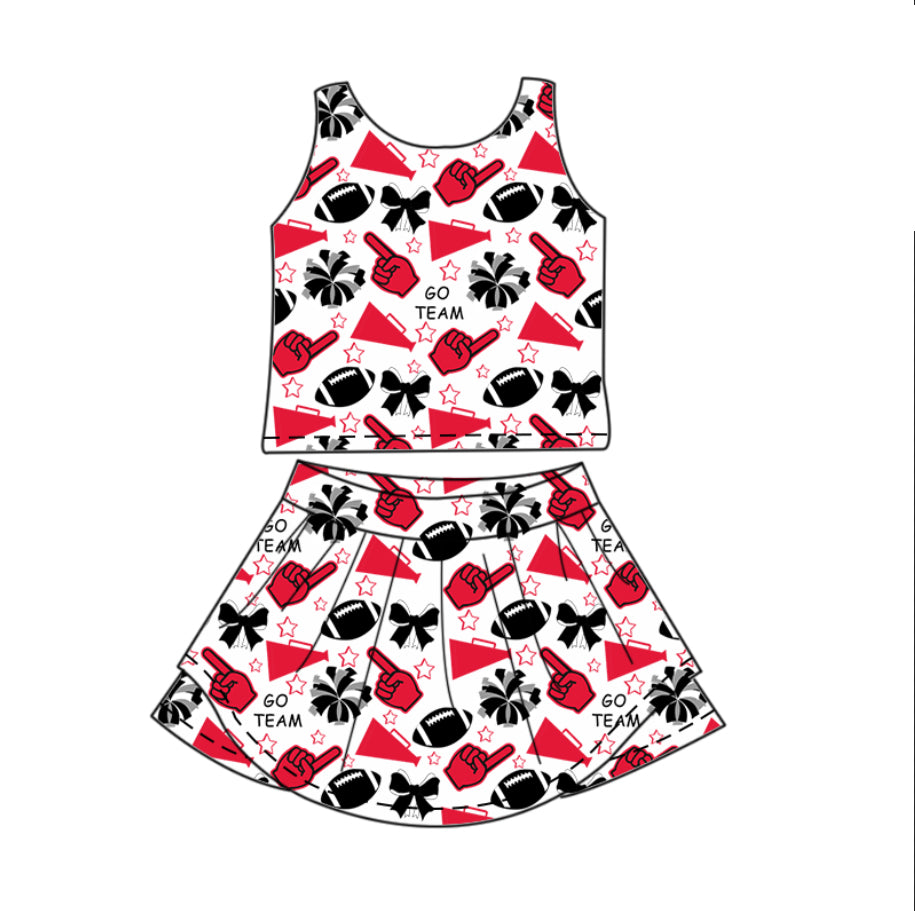 presale  GSD2692 Baby Girls Team Footballs KC Vest Top Short Skirts Yoga Set   D 6.9