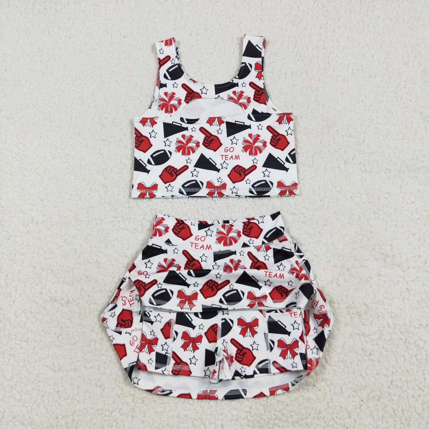 GSD2693 Baby Girl Go Team Football Red Active Skort Set