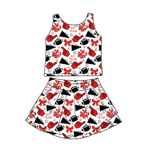 presale  GSD2693 Baby Girls Team Footballs G Vest Top Short Skirts Yoga Set  D 6.9