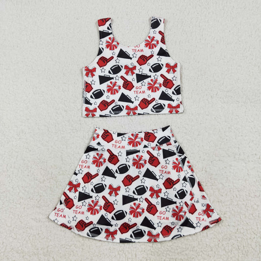 GSD2693 Baby Girl Go Team Football Red Active Skort Set