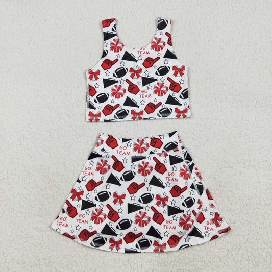 GSD2693 Baby Girls Team Footballs G Vest Top Short Skirts Yoga Set D 7.12