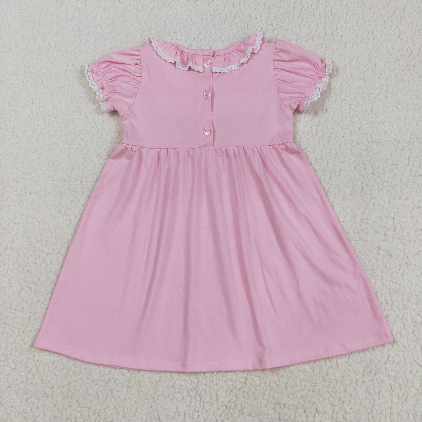 GSD2718 Smocked Embroidery Baby Girls Ruffle Sleeves Bows Knee Length Dresses  D 8.9