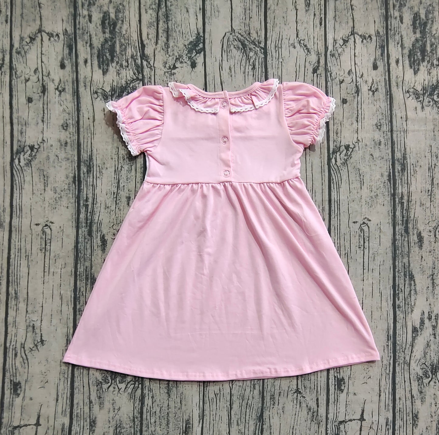 GSD2718 Smocked Embroidery Baby Girls Ruffle Sleeves Bows Knee Length Dresses  D 8.9