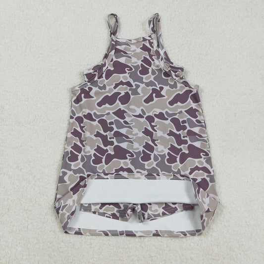 GSD2719  Baby Girls Strap Gray Camo Pockets Yoga Knee Length Dresses  D  901