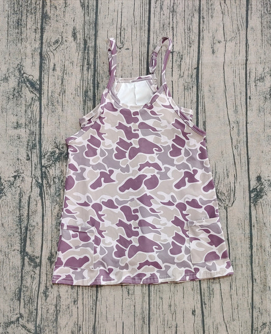presale GSD2719 Baby Girls Strap Gray Camo Pockets Yoga Dresses D 8.7