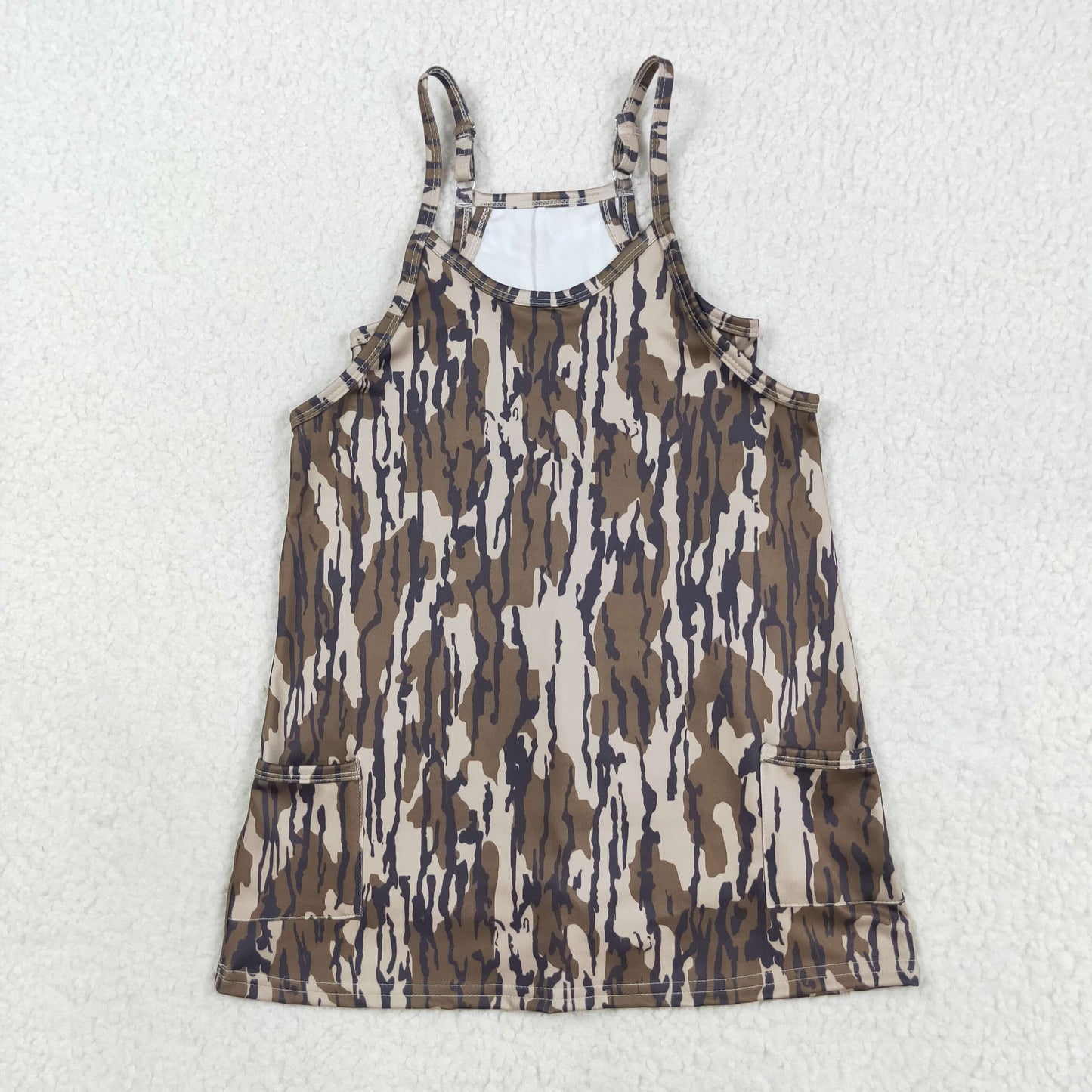 GSD2720 Baby Girls Strap Bottomland Camo Pockets Yoga Dresses D 8.11