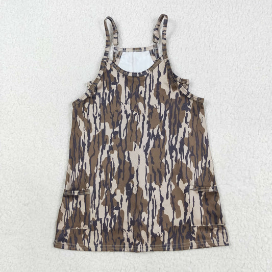GSD2720 Baby Girls Strap Bottomland Camo Pockets Yoga Dresses D 8.11