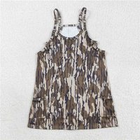 Sibling Colorful Baby Girls Strap Camo Pockets Yoga Knee Length Dresses  D 901