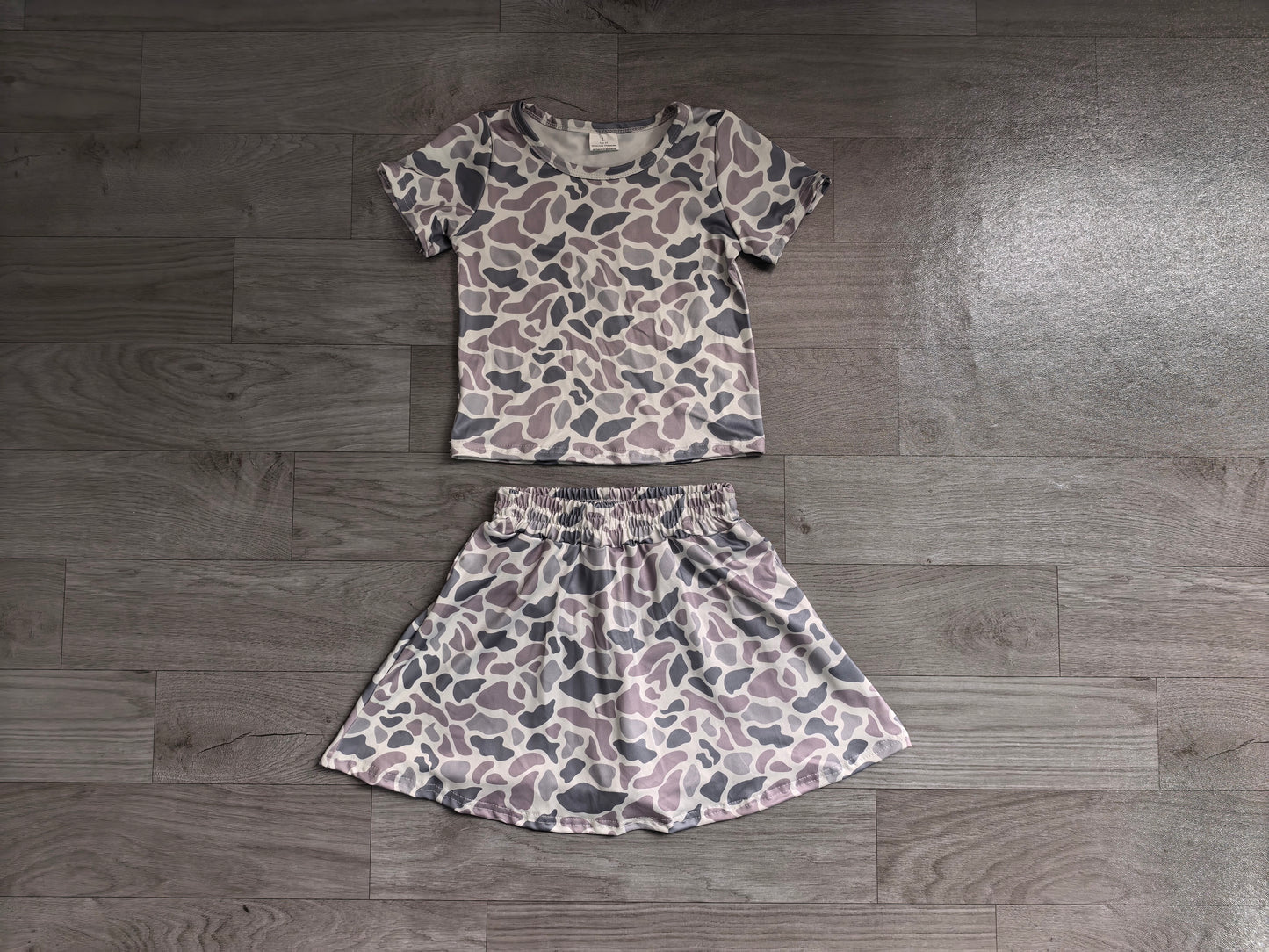 Pre order gray camo skort set