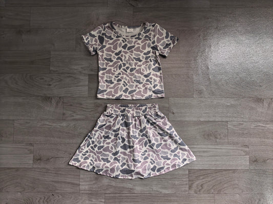 Pre order gray camo skort set