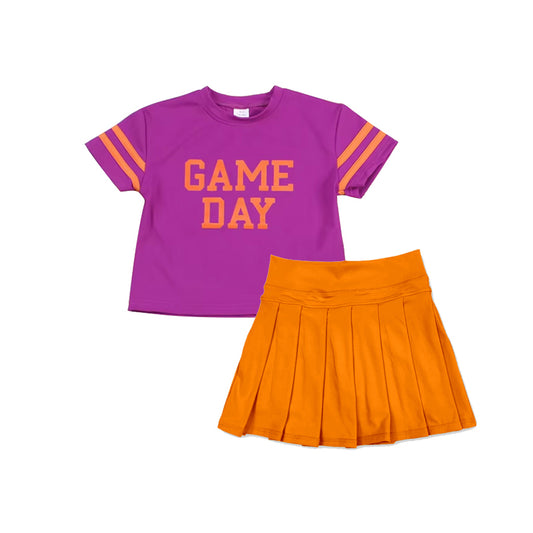 presale GSD2739 Baby Girls Hot Pink Game Day Top Orange Skorts Team Yoga Set D 7.1