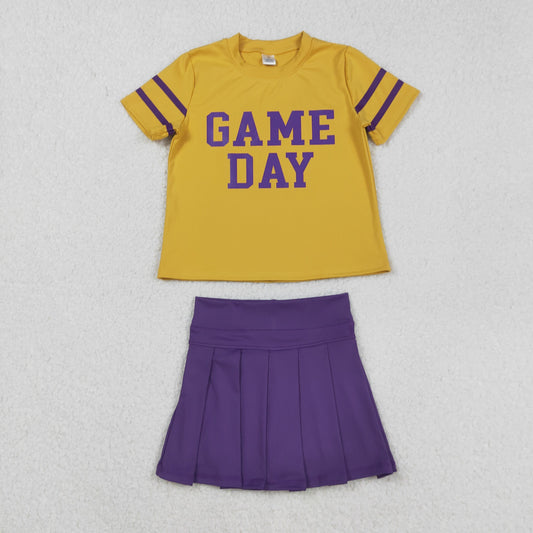 GSD2740 Baby Girls Yellow Game Day Top Purple Skorts Team Yoga Set D 829