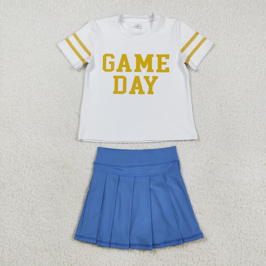 GSD2741 Baby Girls Game Day Top Blue Skorts Team Yoga Set  D 822