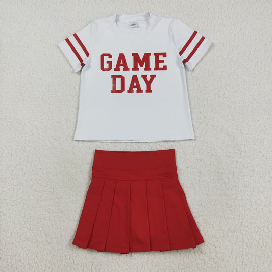 GSD2742  Baby Girls Game Day Top Red Skorts Team Yoga Set D 821