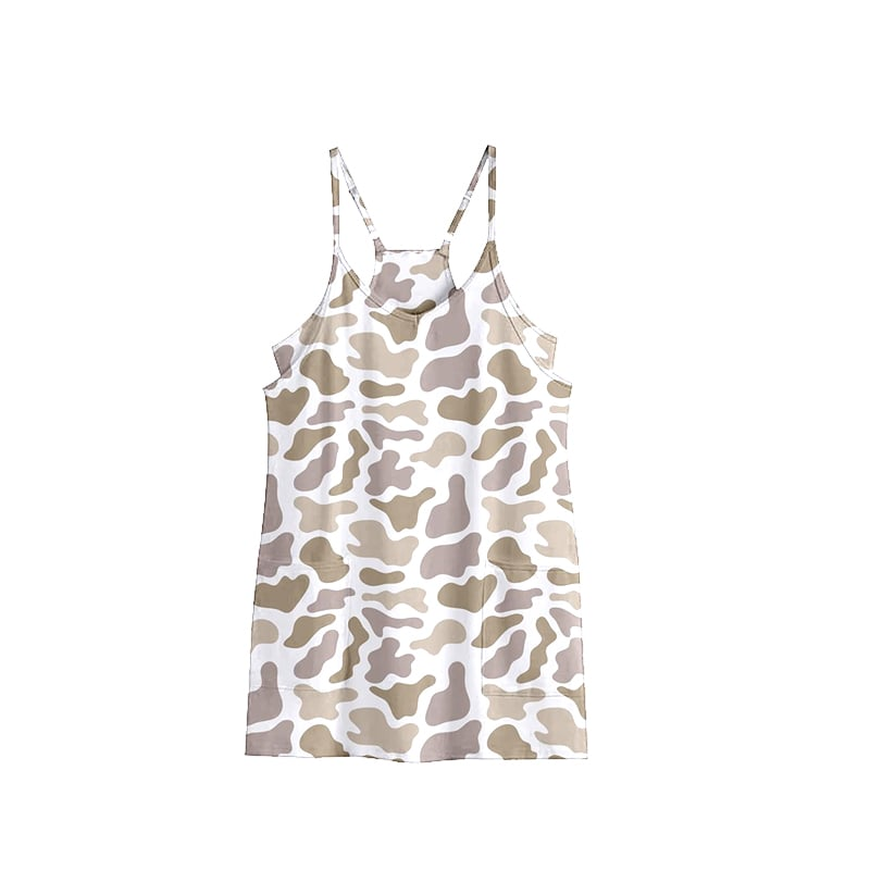 presale GSD2745 Adult Women Strap Light Gray Camo Pockets Yoga Shorts Dresses D 7.3
