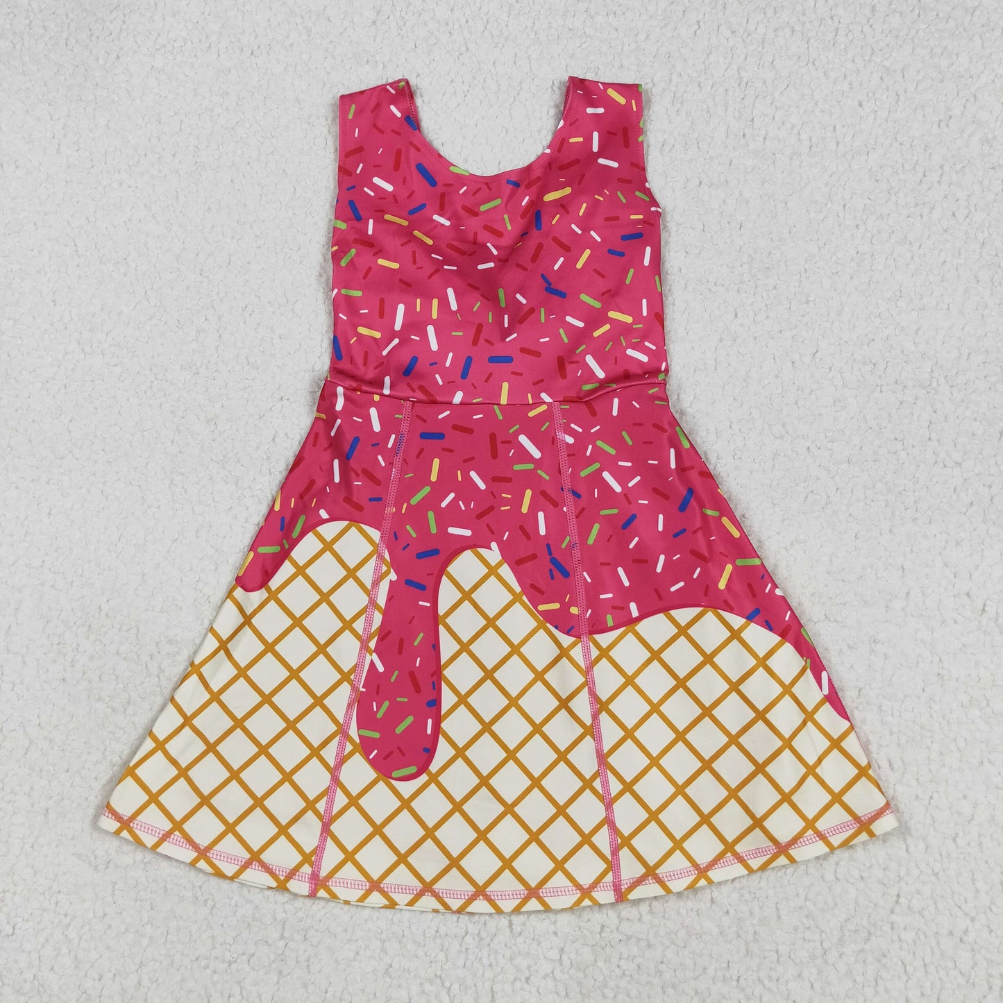 GSD2747  Baby Girls Watermelon Drip Sleeveless Shorts Team Yoga Active Knee Length Dresses