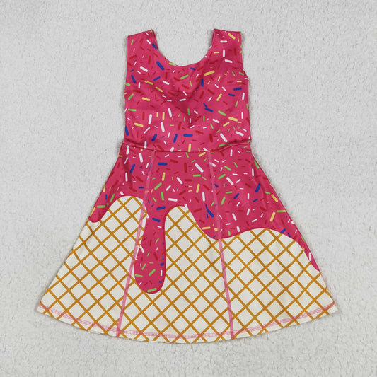 GSD2747  Baby Girls Watermelon Drip Sleeveless Shorts Team Yoga Active Knee Length Dresses