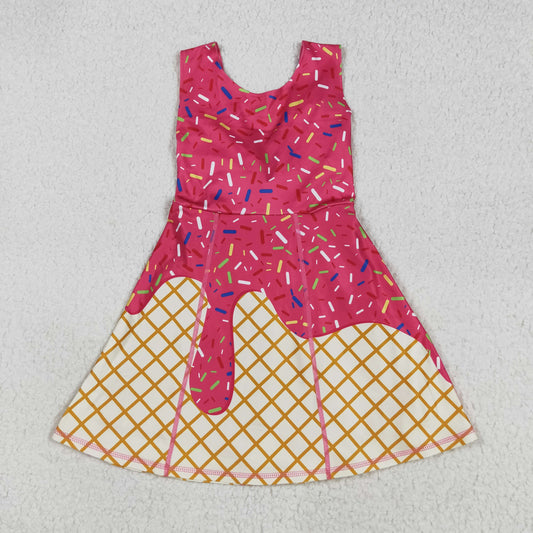 GSD2747  Baby Girls Watermelon Drip Sleeveless Shorts Team Yoga Active Knee Length Dresses D 7.3