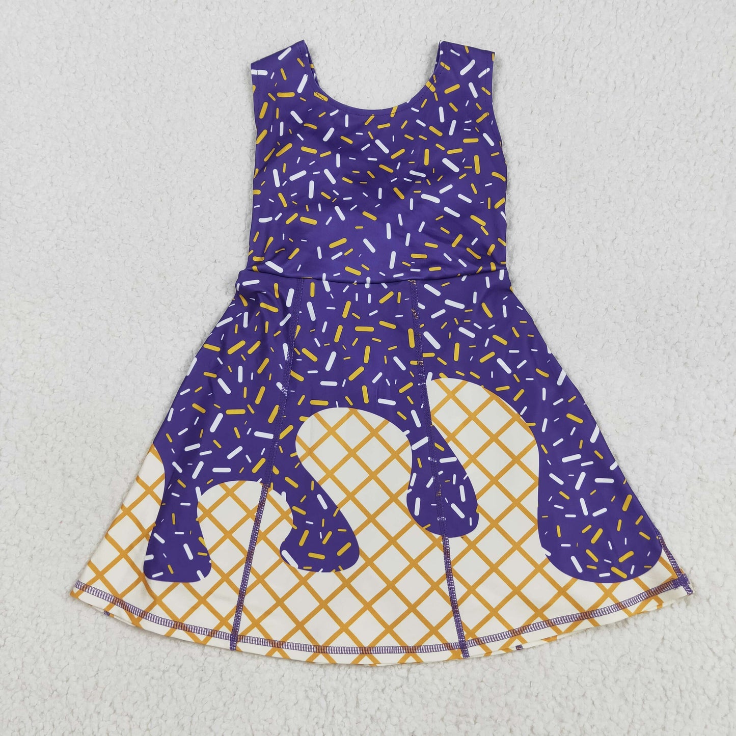 GSD2752 Baby Girls Purple Drip Sleeveless Shorts Team Yoga Active Knee Length Dresses D 8.2