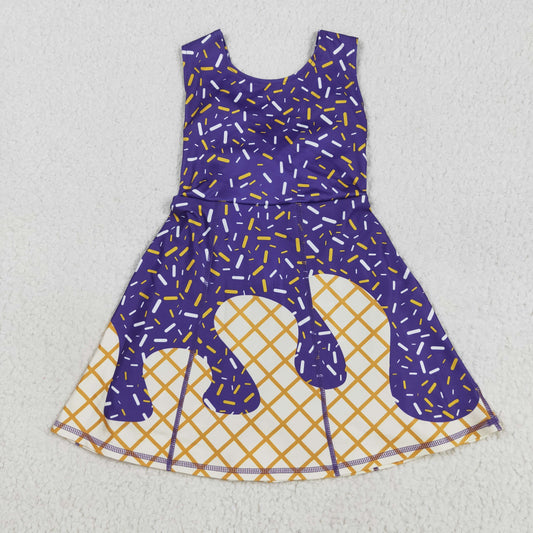 GSD2752 Baby Girls Purple Drip Sleeveless Shorts Team Yoga Active Knee Length Dresses D 8.2