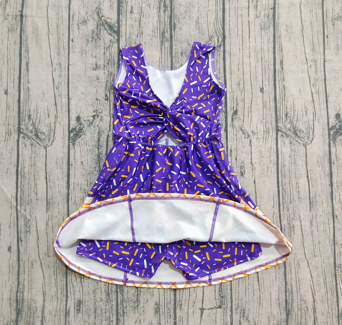 GSD2752 Baby Girls Purple Drip Sleeveless Shorts Team Yoga Active Knee Length Dresses D 8.2
