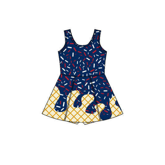 presale GSD2755 Baby Girls Red Blue Sleeveless Shorts Team Yoga Active Knee Length Dresses D 7.5