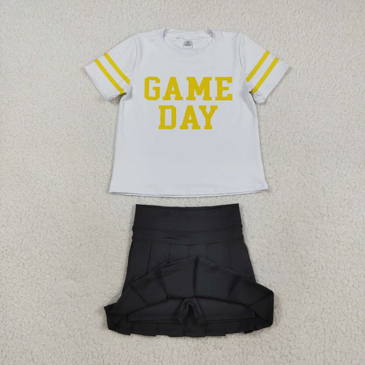 GSD2760 Baby Girls Vinyl Yellow Game Day Top Pleated Skorts Yoga Active Team Set D 821