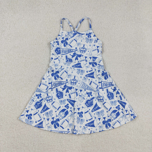GSD2778  Baby Girls Strap Go Team Bows Plaid Shorts Team Yoga Active Knee Length Dresses  D 908