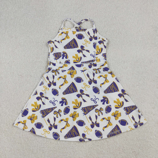 GSD2781 Baby Girls Strap Go Team Bows Plaid Shorts Team Yoga Active Knee Length Dress  D 911