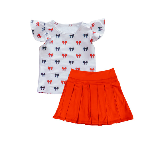 presale GSD2790 Baby Girls Black Red Bows Shirts Top Yoga Pleated Skorts Set  D 8.5