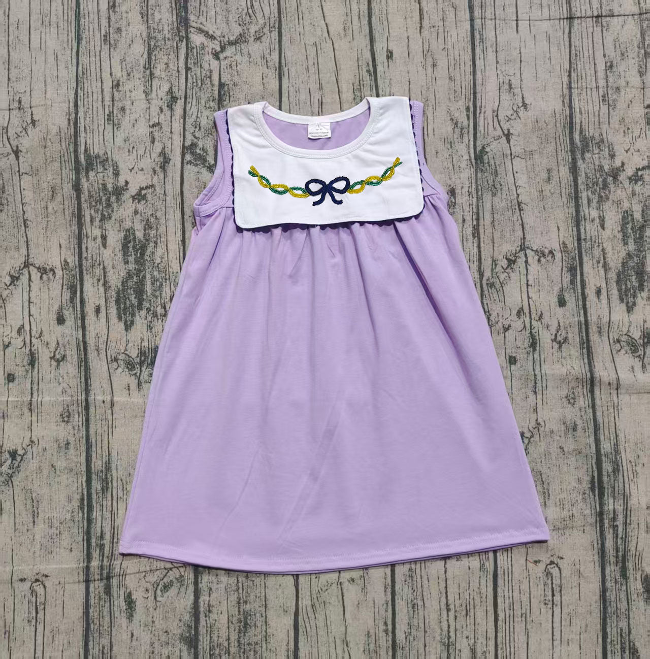 presale GSD2832 Baby Girls Sleeveless Mardigras Bows Top Knee Length Dresses  D 924