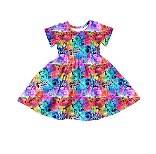presale GSD2920 Baby Girls Short Sleeve Cartoon Girls Knee Length Dresses  D 1017