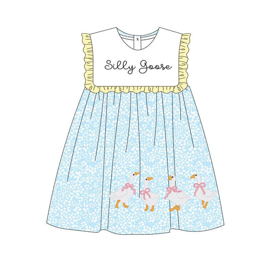 presale GSD2970 Baby Girls Sleeveless Silly Gooses Floral Knee length Dresses  D 1104