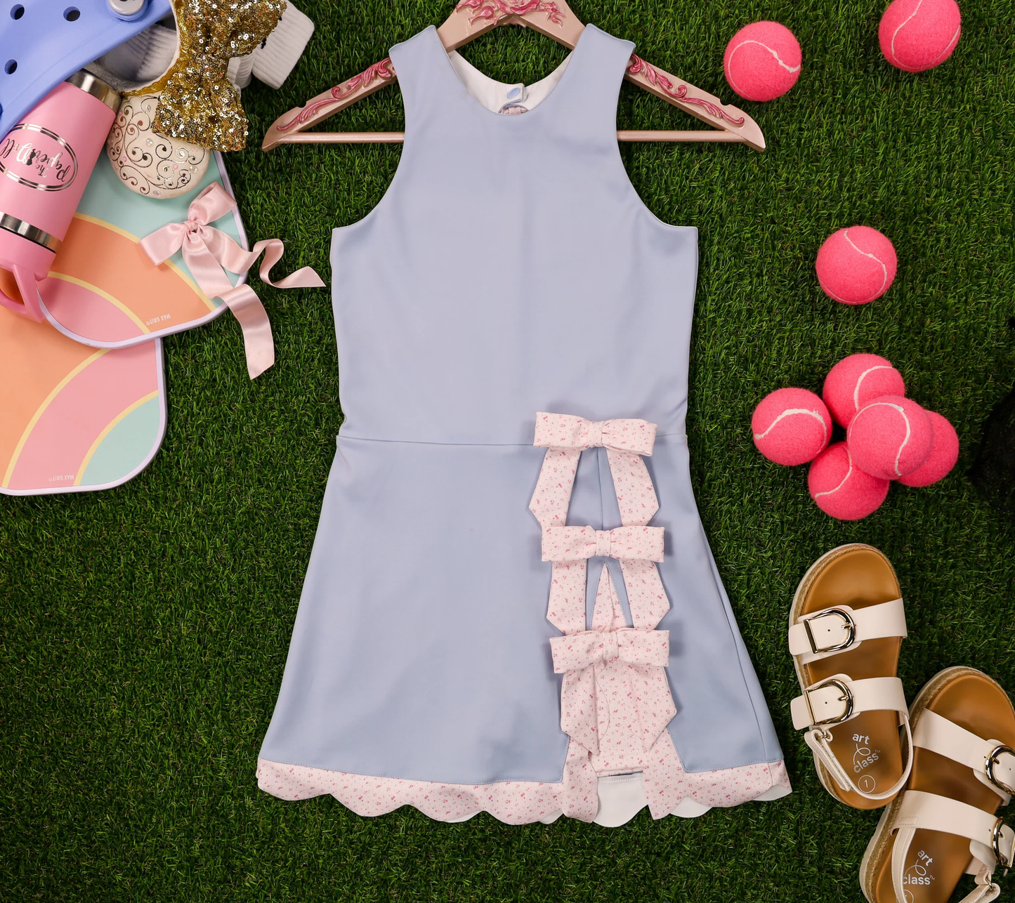 presale GSD3030 Baby Girls Lavender Sleeveless Yoga Shorts Bows Knee Length Dresses  D 1125