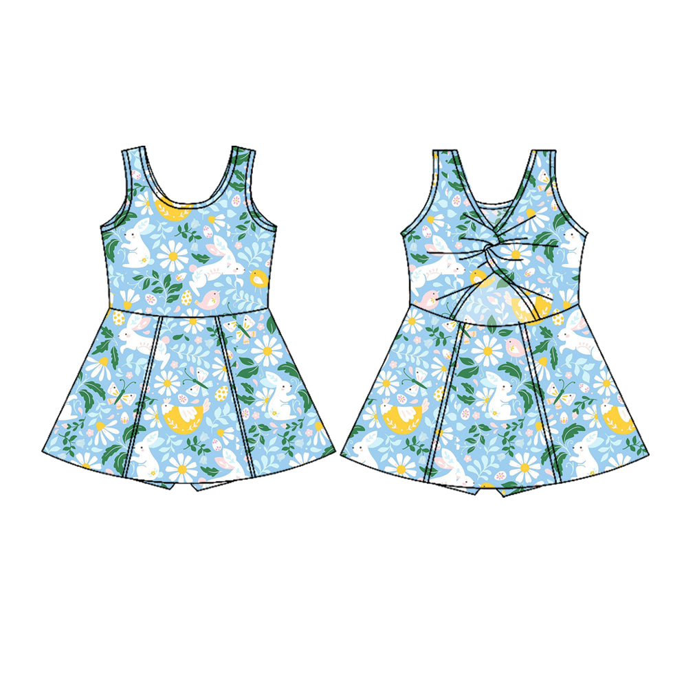 presale GSD3048 Baby Girls Sleeveless Floral Rabbits Easter Yoga Shorts Knee Leng  D 1128