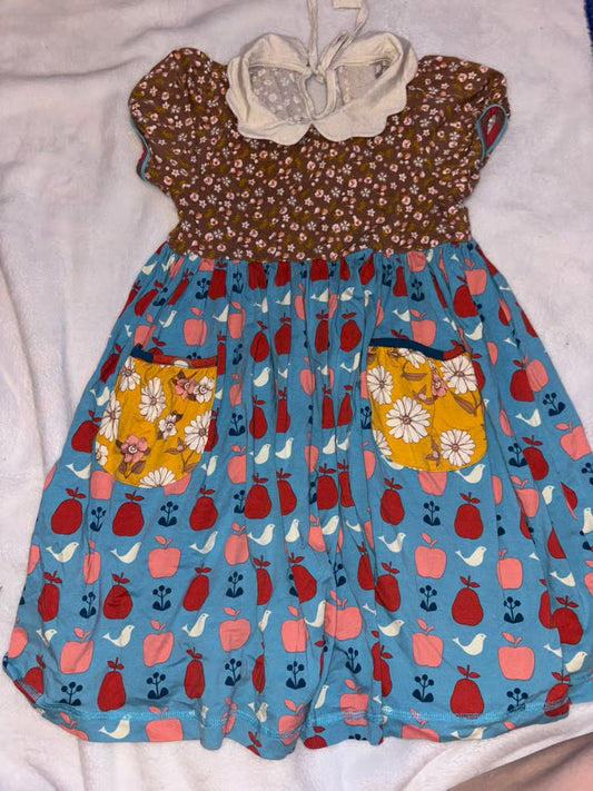 presale GSD3056 Baby Girls Flowers Birds Fruits Pockets Knee Length Dresses   D 1129