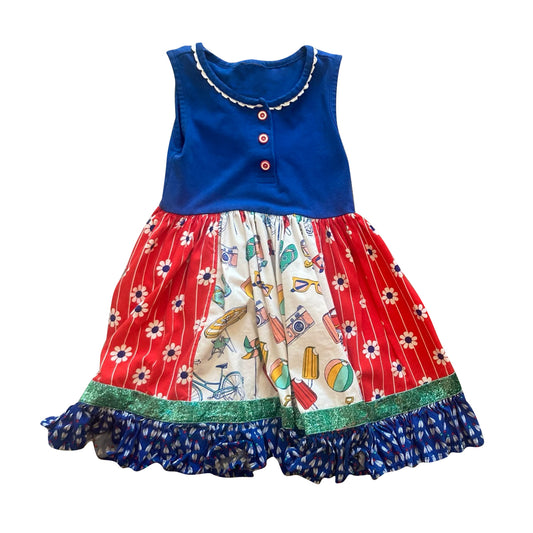 presale GSD3060 Baby Girls Flowers Popsicle Button Ruffle Knee Length Dresses  D 1129
