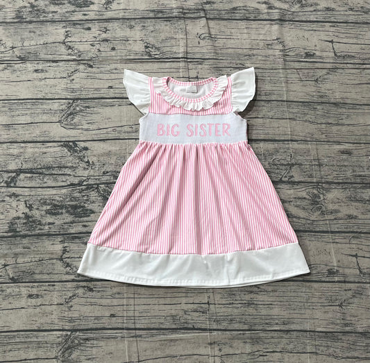 Pre order pink stripes big sister smock dress