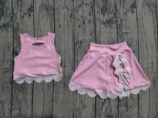 Pre order baby girl pink active outfit athletic scallop skort set