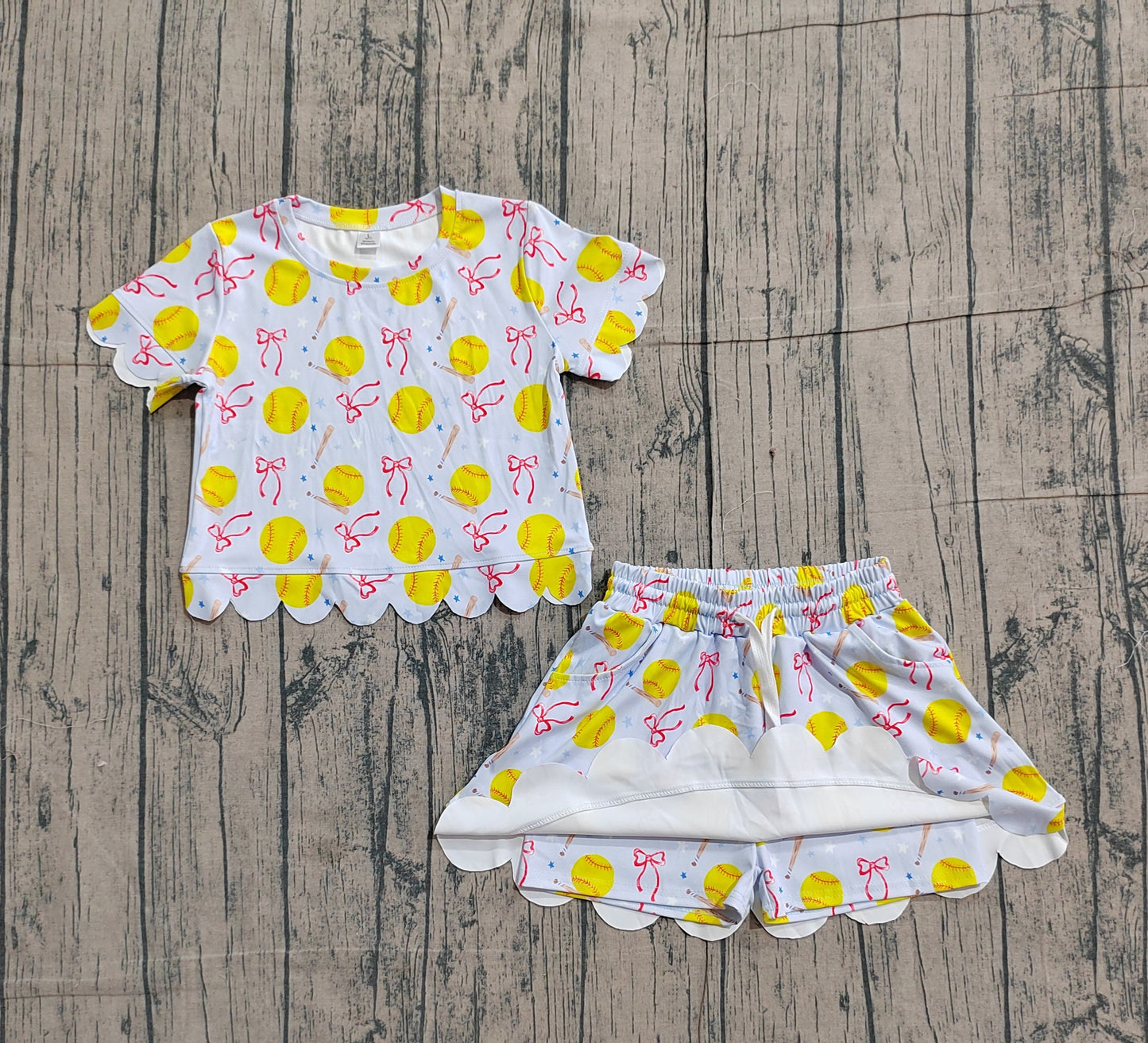 Pre order softball and bows active athletic skort set