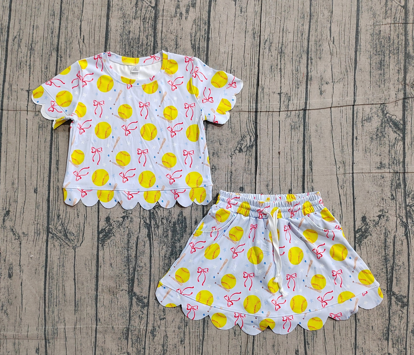 Pre order softball and bows active athletic skort set