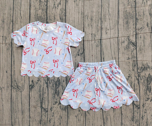 Pre order baseball and bows active athletic skort set