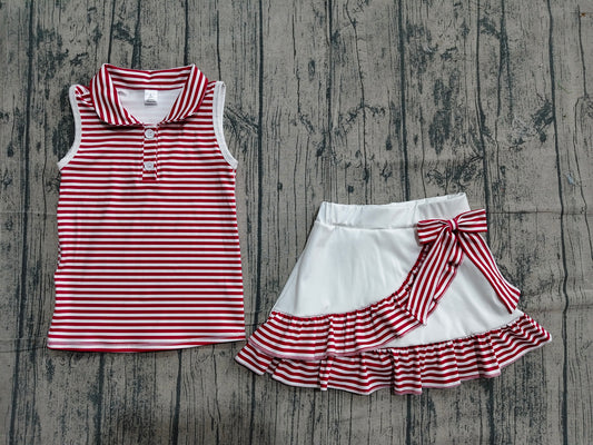 Pre order red stripes active athletic ruffle skort set