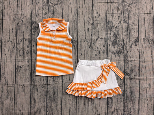 Pre order orange stripes active athletic ruffle skort set