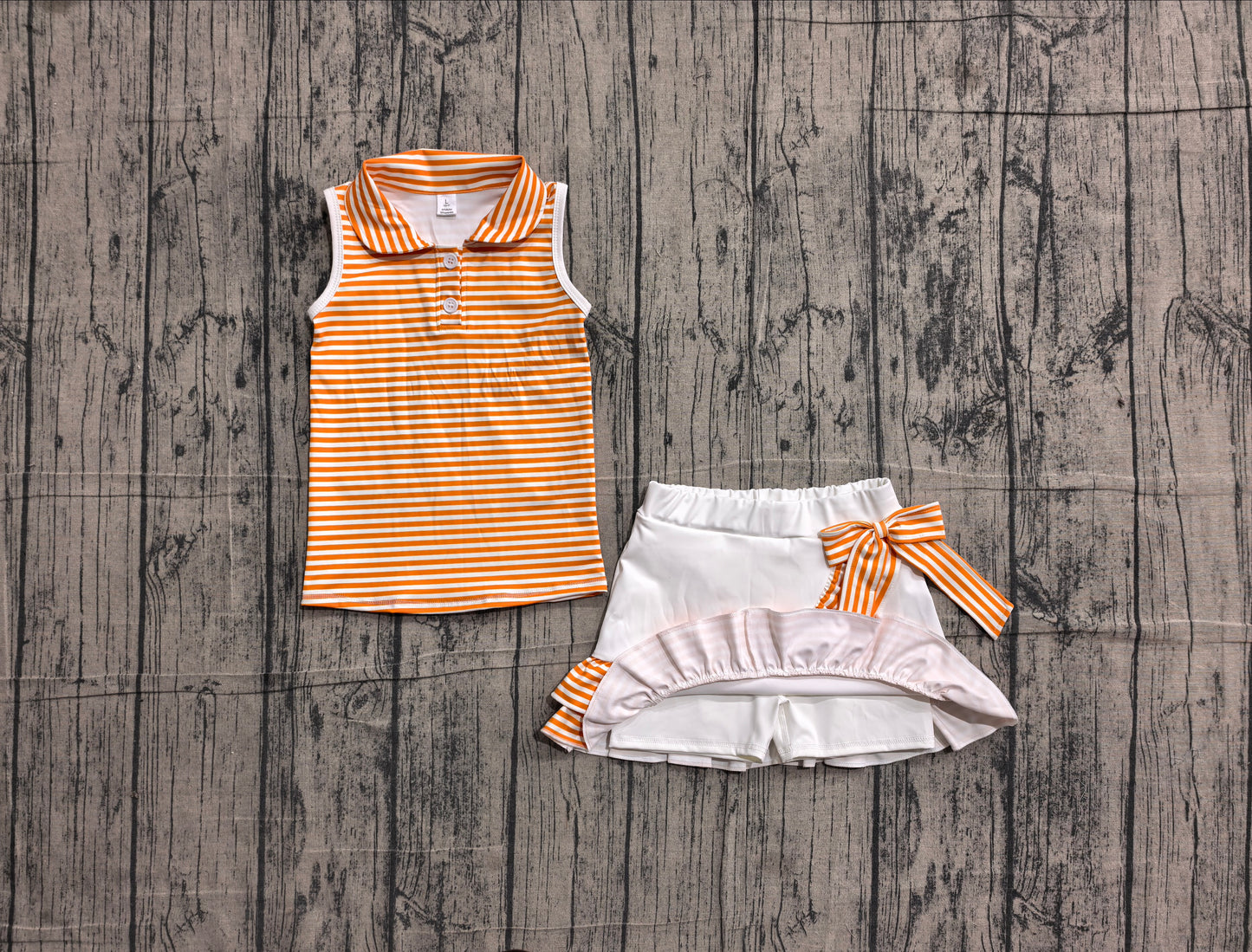 Pre order orange stripes active athletic ruffle skort set